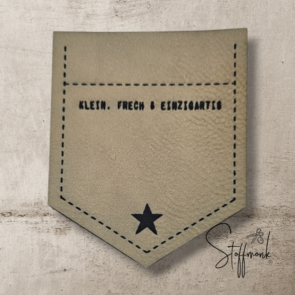 BIG Taschen-Label - "Klein, Frech & Einzigartig" STERN -  Höhe ca. 8 cm - Kunstleder ++ Farbauswahl ++